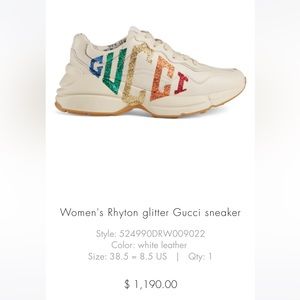 NWT Gucci Rhyton glitter sneaker